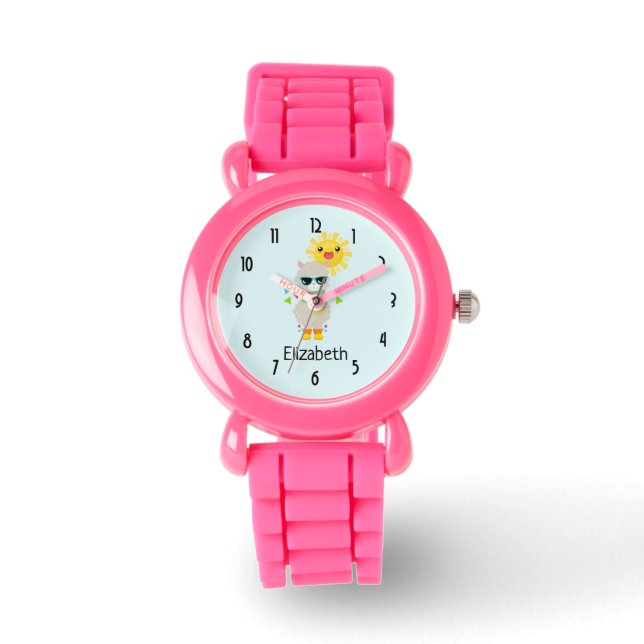 Cool Llama and Smiling Kawaii Sun Watch (Front)