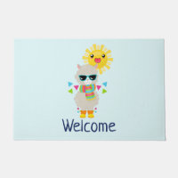 Cool Llama and Smiling Kawaii Sun Welcome