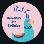 Cool Llama Cartoon Kids Birthday Party Favour Classic Round Sticker<br><div class="desc">Cute party favours for kids,  boys or girls who love animals. Perfect for kids birthday party,  party favours and thank you label. You can also customise the text for baby shower or other occasion and party.</div>