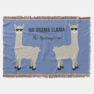 Cool Llama custom name & colour throw blanket