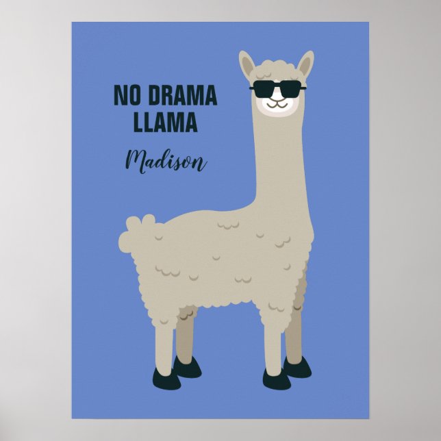 Cool Llama custom name, text & colour posters (Front)