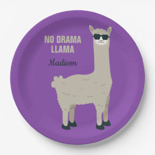 Cool Llama custom text & colour paper plates