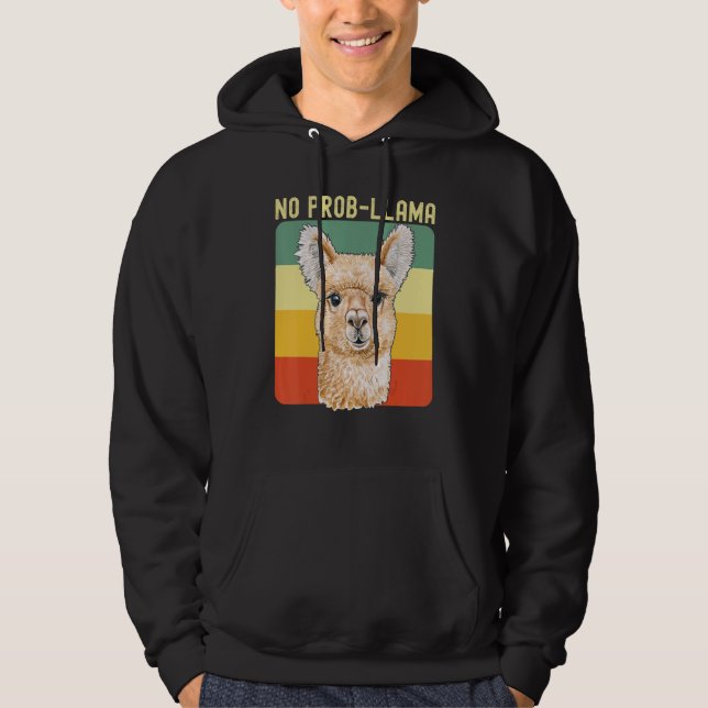 Cool Llama For Men Women No Prob Llama Alpaca Farm Hoodie (Front)