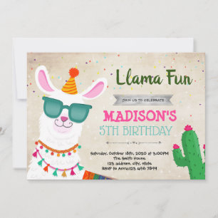 Cool llama fun party invitation