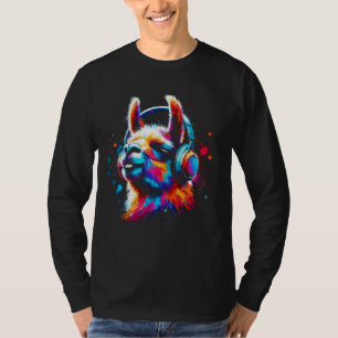Cool Llama Headphone Music Art Christmas Birthday T-Shirt
