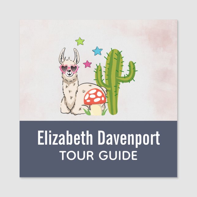 Cool llama in Heart-Shaped Sunglasses Name Tag (Front)