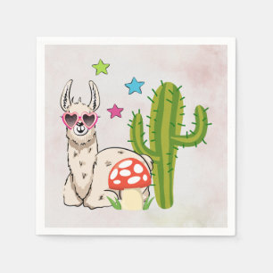 Cool llama in Heart-Shaped Sunglasses Napkin