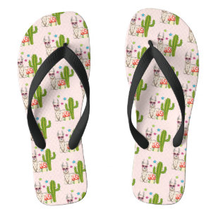 Cool llama in Heart-Shaped Sunglasses Pattern Jandals