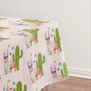 Cool llama in Heart-Shaped Sunglasses Pattern Tablecloth