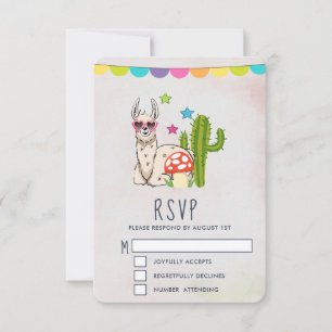 Cool llama in Heart-Shaped Sunglasses RSVP Card