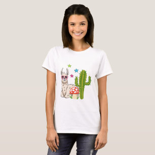 Cool llama in Heart-Shaped Sunglasses T-Shirt