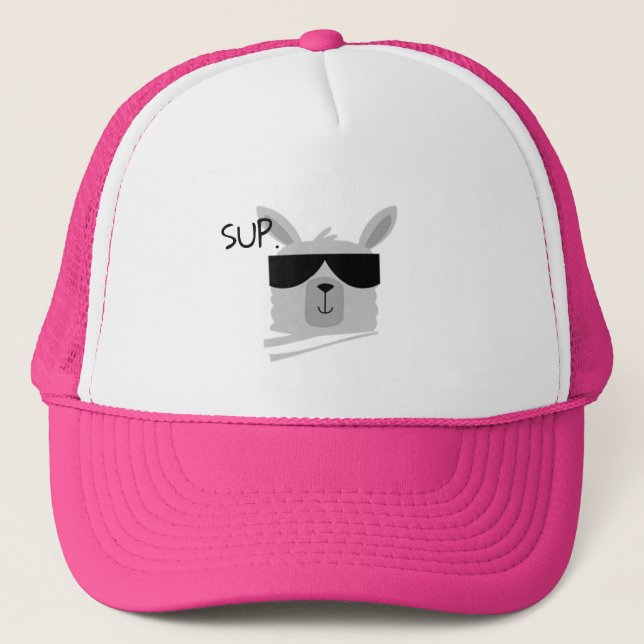 Cool Llama Mama llama gifts Sup Funny Trucker Hat (Front)