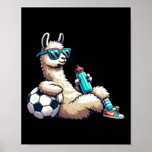 Cool Llama Soccer Player With Sungles And Water Bo Poster