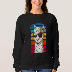 Cool Llama With A Nice Haircut Wearing Sun Glasses Sweatshirt