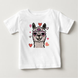 Cool Llama with Heart Glasses Baby T-Shirt