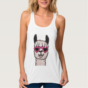 Cool Llama with Heart Glasses Singlet
