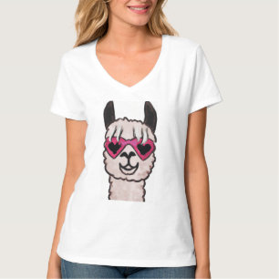 Cool Llama with Heart Glasses T-Shirt