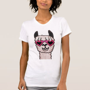 Cool Llama with Heart Glasses T-Shirt