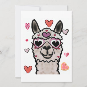 Cool Llama with Heart Glasses Thank You Card