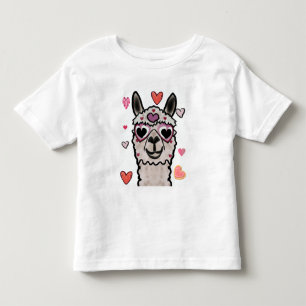 Cool Llama with Heart Glasses Toddler T-Shirt
