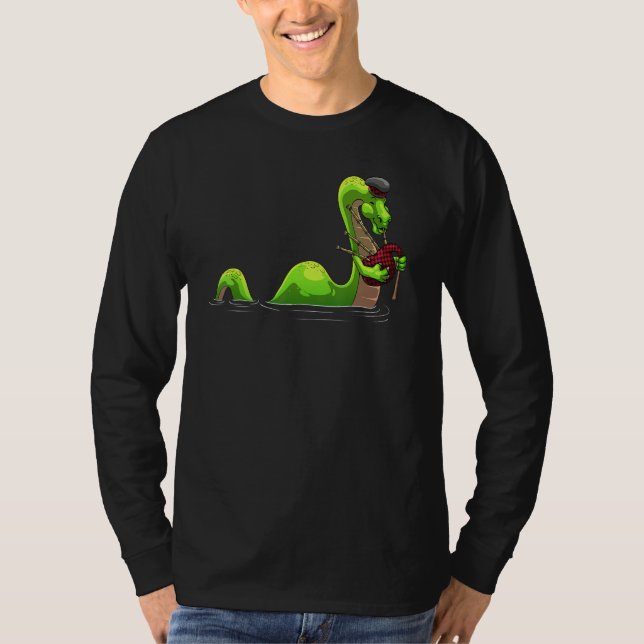Cool Loch Ness Monster For Men Women Nessie Bagpip T-Shirt (Front)