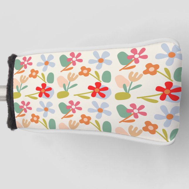 Cool Looking Abstract Floral Pattern Design Golf Head Cover (Front)