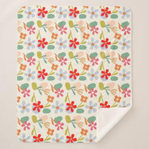 Cool Looking Abstract Floral Pattern Design Sherpa Blanket
