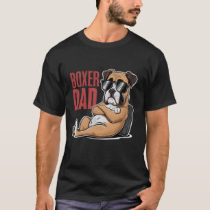 Cool Looking Boxer Dad with Sunglasses Dog Lover T-Shirt