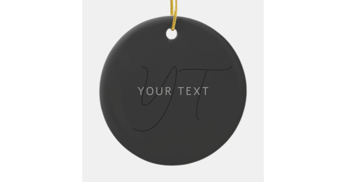 Cool Looking Name & Monogram Dark Grey Ceramic Tree Decoration