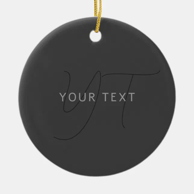 Cool Looking Name & Monogram Dark Grey Ceramic Tree Decoration