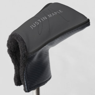 Cool Looking Name & Monogram Dark Grey Golf Head Cover