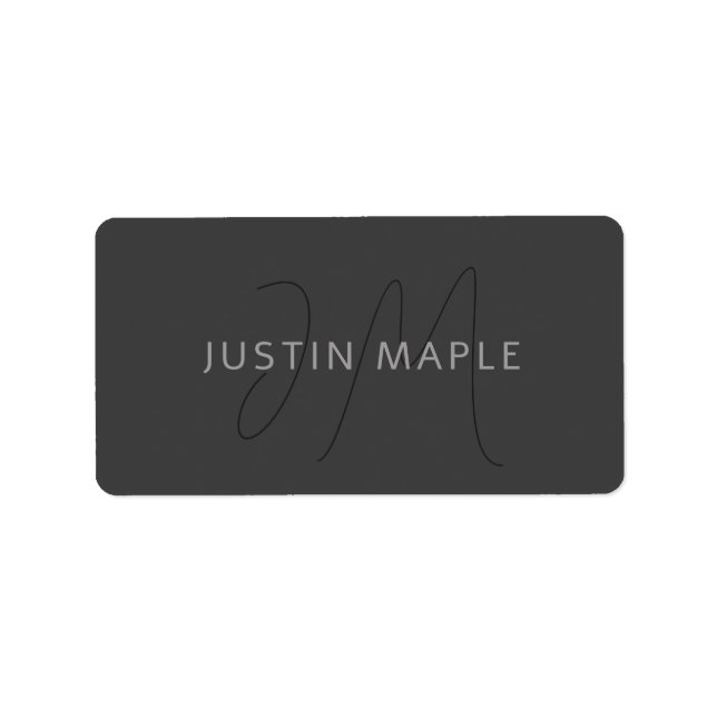 Cool Looking Name & Monogram | Dark Grey Label (Front)