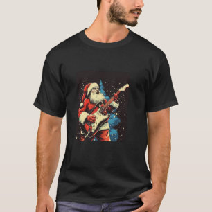Cool looking Santa Claus with electric Guitar Cost T-Shirt