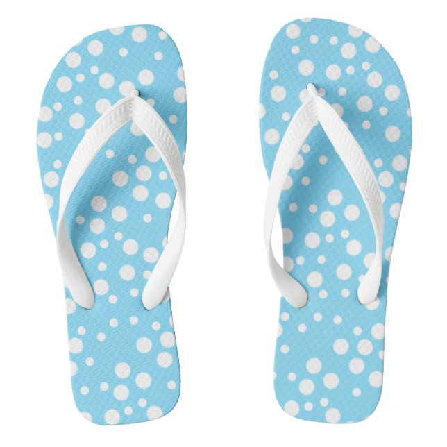 Cool Looking White Polka Dots Light Blue Flip Flop (Footbed)
