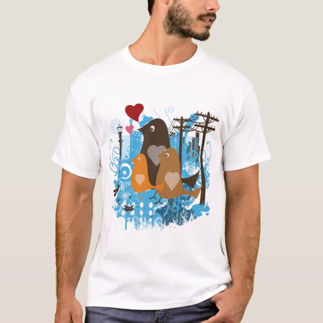 Cool Love Birds Artwork T-Shirt (Front)