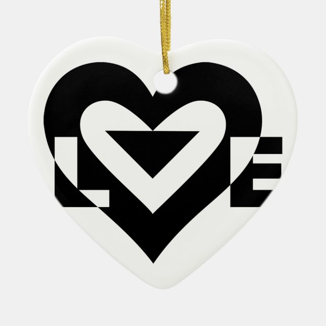 Cool Love Graphic, Black Ceramic Tree Decoration (Front)