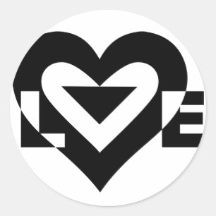 Cool Love Graphic, Black Classic Round Sticker