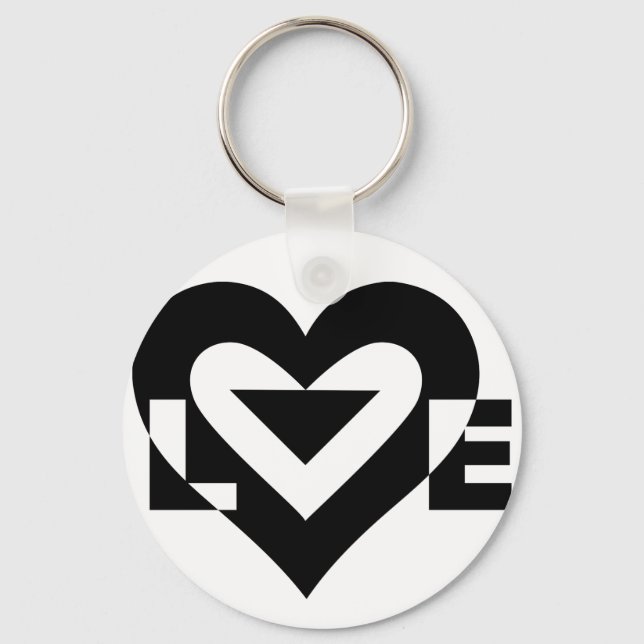 Cool Love Graphic, Black Key Ring (Front)