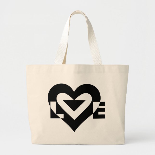 Cool Love Graphic, Black Large Tote Bag (Front)