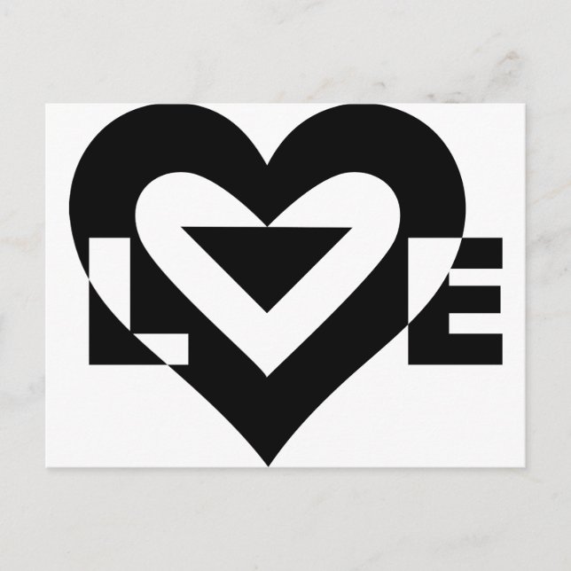 Cool Love Graphic, Black Postcard (Front)
