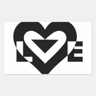 Cool Love Graphic, Black Rectangular Sticker