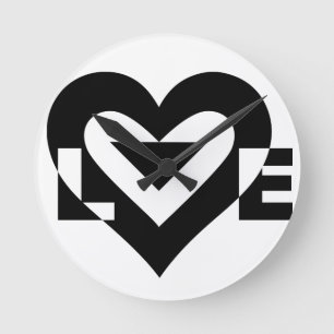 Cool Love Graphic, Black Round Clock