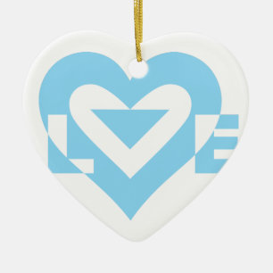 Cool Love Graphic, Blue Ceramic Tree Decoration