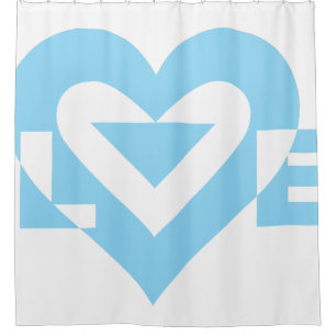 Cool Love Graphic, Blue Shower Curtain