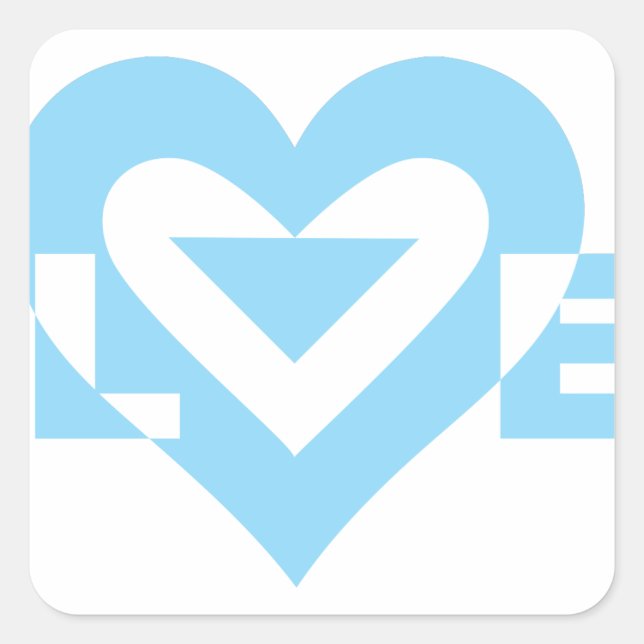 Cool Love Graphic, Blue Square Sticker (Front)