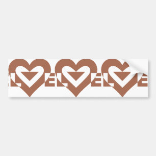 Cool Love Graphic, Mocha Brown Bumper Sticker