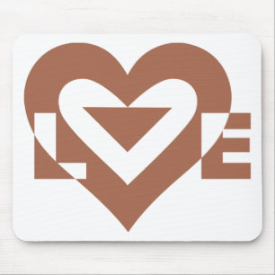 Cool Love Graphic, Mocha Brown Mouse Pad