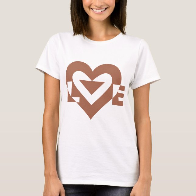 Cool Love Graphic, Mocha Brown T-Shirt (Front)