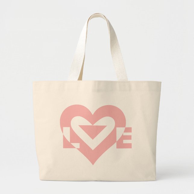 Cool Love Graphic, Pink Large Tote Bag (Front)