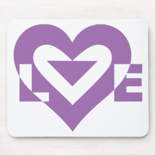 Cool Love Graphic, Purple Mouse Pad